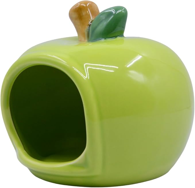 Cute Ceramic Hamster Hideout Habitats Syrian Dwarf Hamster Hide Hideaway House Cozy Bed Mini Chinchilla Gerbils Mice Hut Small Animals Sand Bath Cave Cage Accessories (Green)