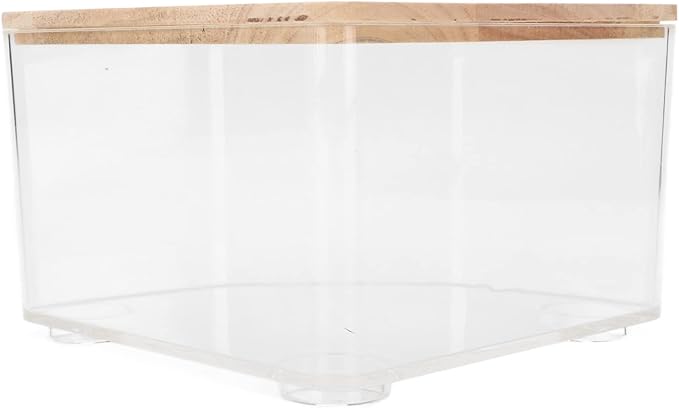 Focket Sand Bath for Hamsters, Transparent Design Hamster Sand Bath Container, Chinchilla Dust with Short Leg Stand Space Saving Right Angle for Dwarf Pets Small Animals