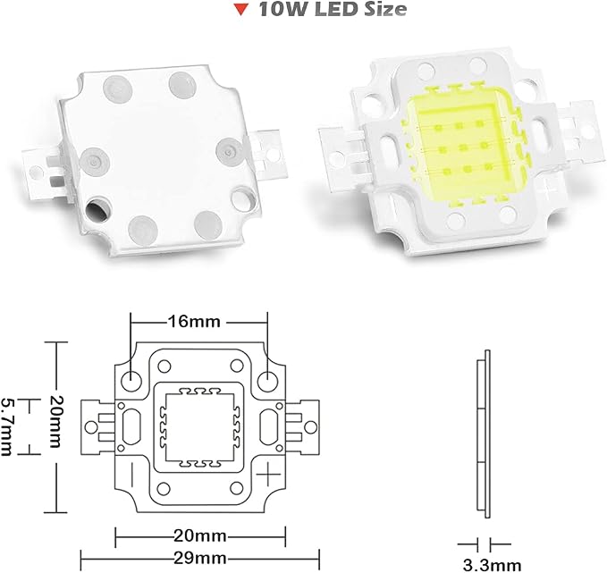 CHANZON High Power Led Chip 10W Cool White 10000K - 15000K | (900mA / DC 9V - 11V / 10 Watt) Super Bright Intensity SMD COB Light Emitter Components Diode Bulb Lamp Beads DIY Lighting