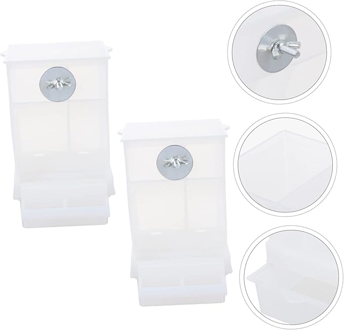 SUPVOX 2Pcs Automatic Bird Feeder Splash Parrot Food Box with Lid Easy Clean Feeding Container for Small Birds No Mess Seed Tray