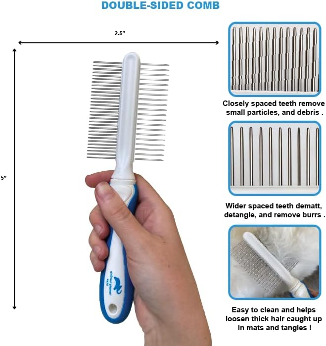 Animal Planet Pet Daily Grooming Kit (3 Pack) Reversible Grooming Glove, Double Sided Comb, Double Sided Brush. for Dogs & Cats, Good for All Breeds & All Types of Coats
