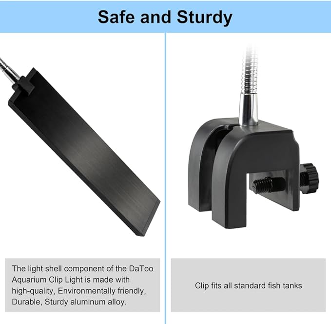 DaToo Aquarium Light Small LED Clip Light for Fish Tank 7W, 1 Yr Warranty