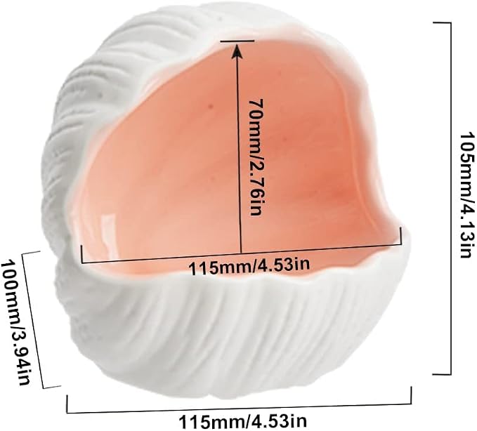 AnRui Cute Aquarium Decorations Ceramic Conch Shell-Shaped House Thematic Betta Fish Tank Accessory Decor Ornament Hideout Cave for Fish Playing or Hiding, Pink