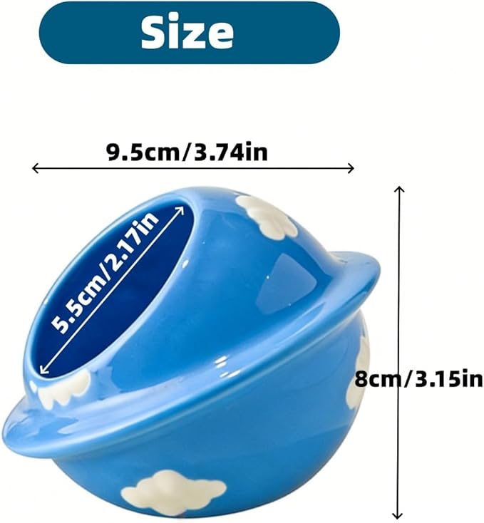 Ceramics Hamster Hideout Planet-Shape Guinea Pig Bed Cute Cool Summer Cage for Small Animal Dwarf, Gerbil, Squirrel (Blue)