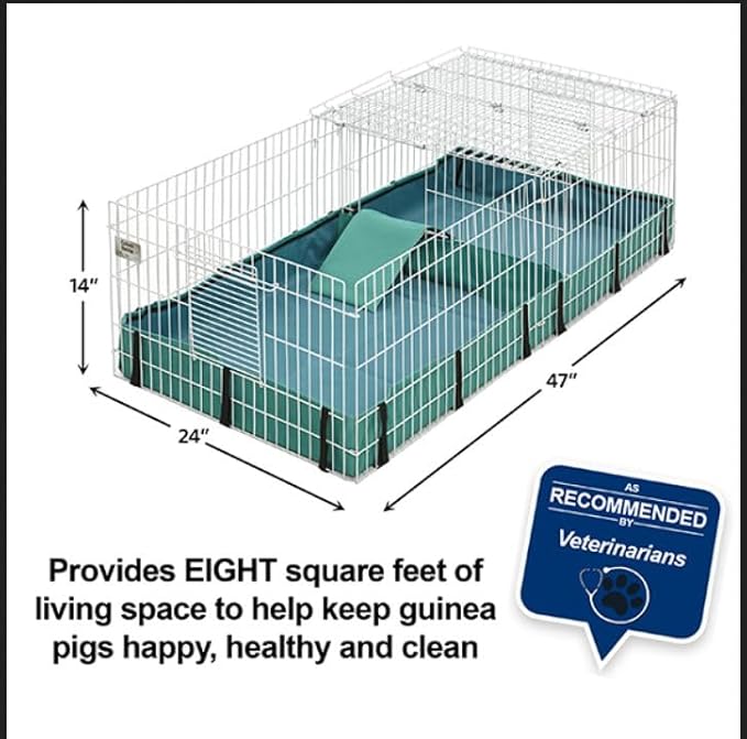 MidWest Homes for Pets Guinea Habitat Plus Cage, Includes Divider Panel and Hinged Top, Washable PVC Canvas Bottom, Expandable Small Animal Cage for Guinea Pigs, 171GHP