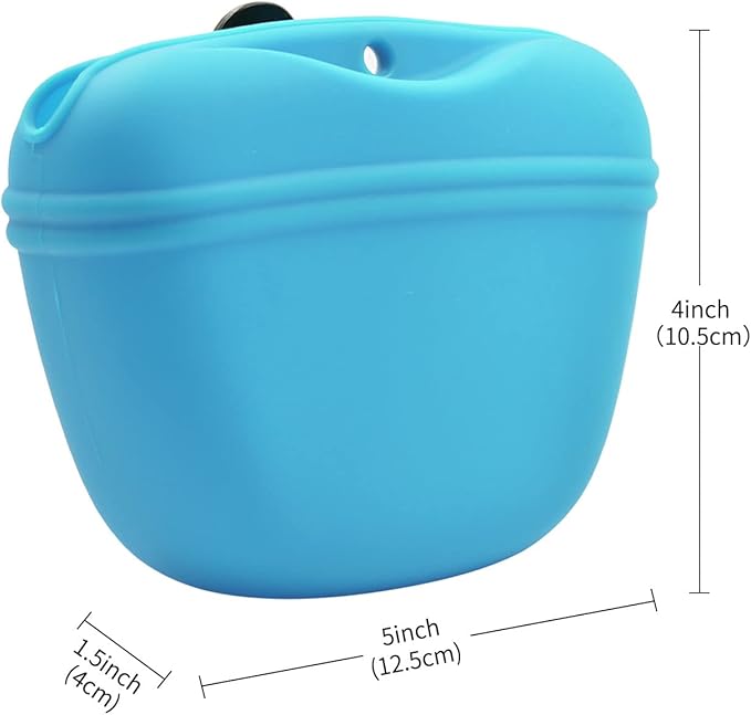 AUDWUD Silicone Dog Treat Pouch,with Dog Training Clicker,Clip on Portable Training Container,Convenient Magnetic Buckle Closing and Upgraded Waist Clip for Enhanced Stability