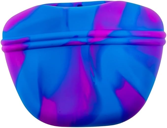 SparkDog K9 Snack Sack – Clip-On Silicone Dog Treat Pouch with Magnetic Closure, Hands-Free Training Bag for Walks, Obedience, Agility, Puppy & Dog Training Accessories (Blue Swirl)