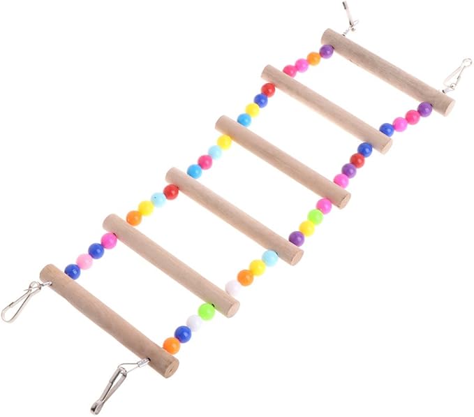 Pet Ladder Bird for Parrots African Greys Parakeets Conures Hamster Crawling Bridge Wooden Cage Perch Swing Toy