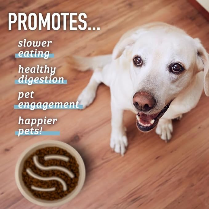 Leash Boss Slow Feeder Dog Bowls (1.5 Cup) Puzzle Dog Food Bowl with Feeder Holes, Fits into Elevated Pet Feeders, Slow Eating for Large, Medium & Small Sized Breeds - Gray