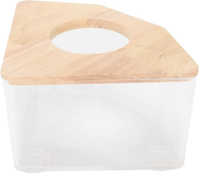 Focket Sand Bath for Hamsters, Transparent Design Hamster Sand Bath Container, Chinchilla Dust with Short Leg Stand Space Saving Right Angle for Dwarf Pets Small Animals