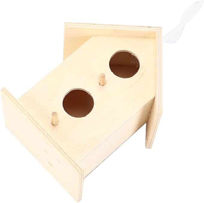 Wooden Bird House,Bird Nests Box DIY Painting Wild Bird House Wooden Bird House Kit for Bird (Double Layer Two Hole)