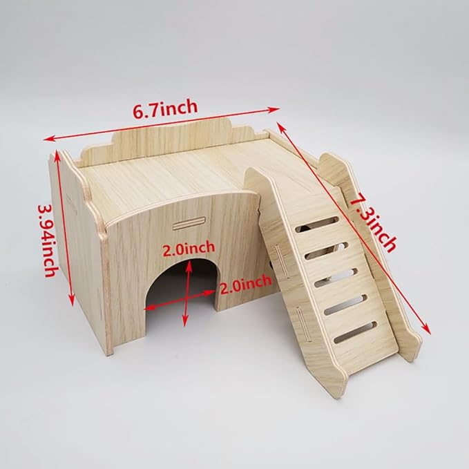 Wood Hamster House, Fun Tiny Hamsters Hideout, Detachable Hut for Dwarf Gerbil Mouse Mice Rat Small Animals(Only for Small Hamster)