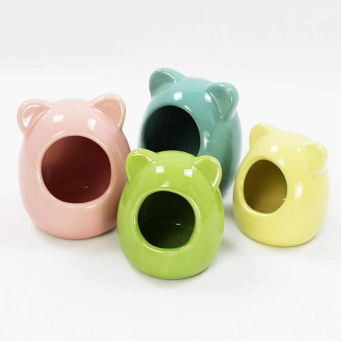 Small Animal House, Ceramic Hamster Bedding Hideout Nest, Critter Bath for Chinchilla Hamster Rat Gerbils (Random Color)