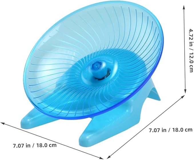 DOITOOL Silent Hamster Exercise Wheel with Stand, Blue Plastic Flying Saucer Spinner for Small Pets, Quiet Running for Gerbils, Mice, and Hedgehogs Suitable for Cage Use