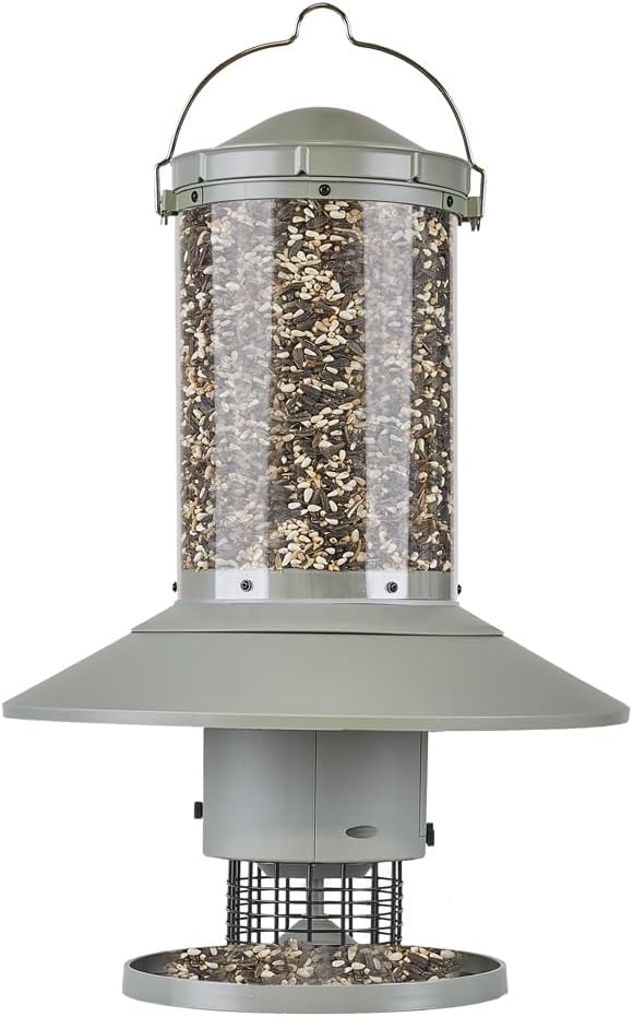 AUTOFEEDER Bird Feeder, Programmable, Automatic Time Released, Battery-Powered, Removable Lid, Squirrel Proof, Weather Resistant, 360 Degree Perch, Large Capacity - Classic Green