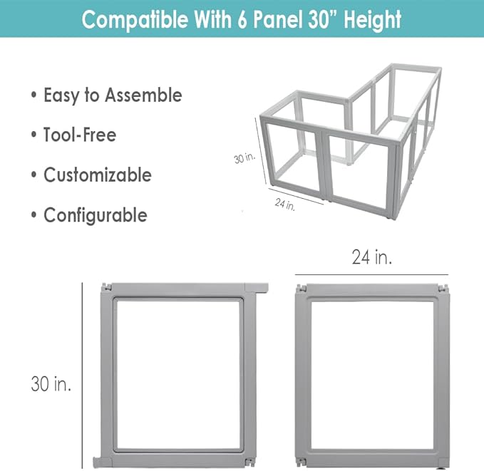 Front Row Clear Plastic Dog Playpen - 6-Panel, 30-inch Height, Durable Indoor/Outdoor Pet Fence, Easy Assembly, Foldable, Small to Medium Dogs and Puppies (Ash Gray, 30", 2)