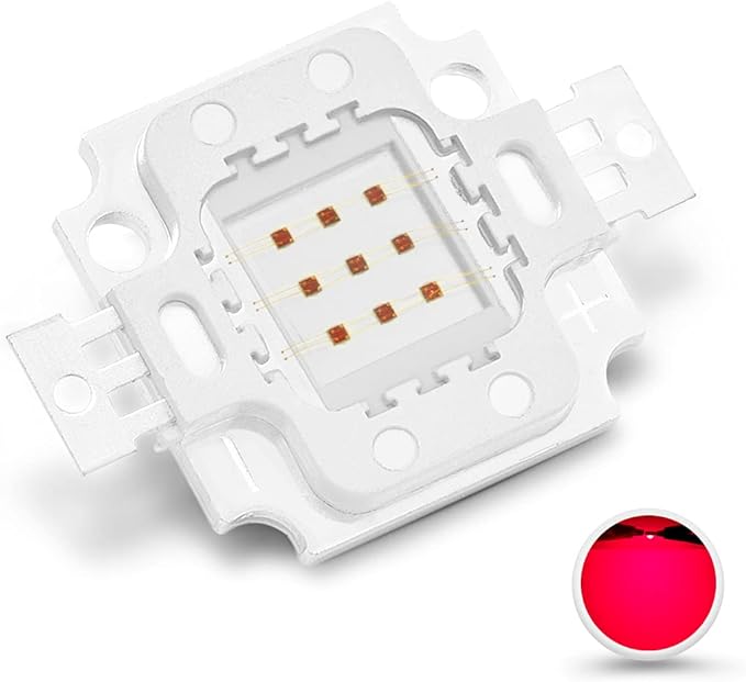 CHANZON High Power Led Chip 10W Deep Red Plant Grow Light 650nm - 660nm | (Input 900mA / DC 6V - 7V / 10 Watt) SMD COB Emitter Diode Components Bead for DIY Hydroponic/Flower Growing Lamps