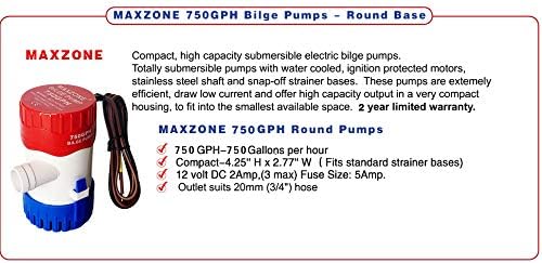 Submersible Boat Bilge Water Pump 12v Non-Automatic Marine Electric Bilge Pump for Ponds, Pools, Spas Silent, Boat Caravan RV Submersible (750 GPH)