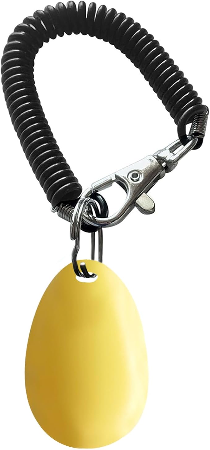 BONSO Dog Training Clicker with Adjustable Wrist Strap - Positive Reinforcement Pet Training Clicker for Dogs, Cats, and Puppies (Yellow)