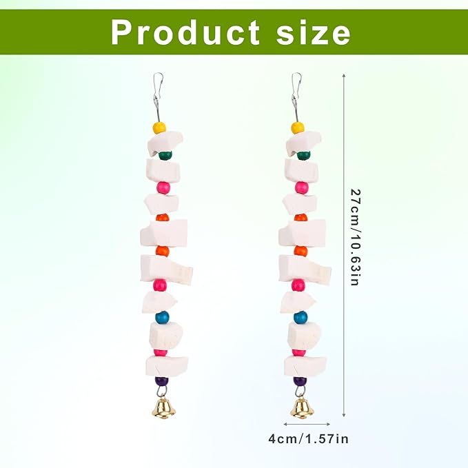 Penitue 2pcs Bird Chew Toys with Calcium Cuttlebone Cuttlefish & Beak Grinding Stone, Natural Perch Cage Accessories for Parakeets, Budgies, Cockatiels Conure Parrot Lovebirds & Small to Medium Birds