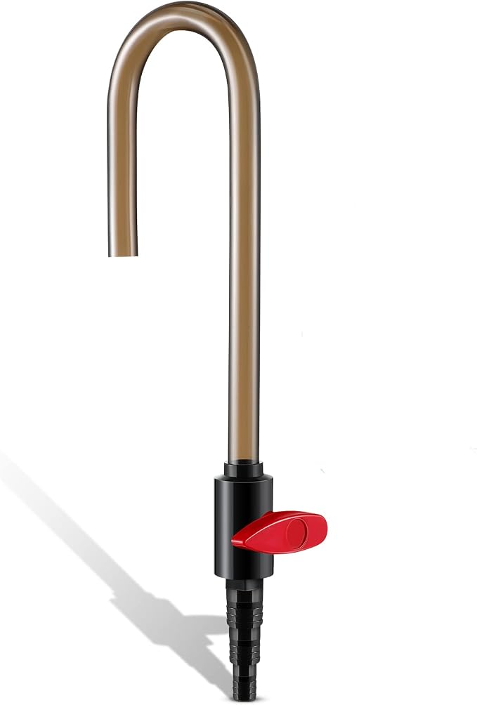 Dreyoo Aquarium Water Changer Hook with Flow Switch for 1/2 5/8 3/4 Hose | Suit for 1/2'', 5/8"3/4"Tubing, Curved Hands Free Design, Prevent Water Spill, Hot Bent PVC, Ideal for Freshwater Tank