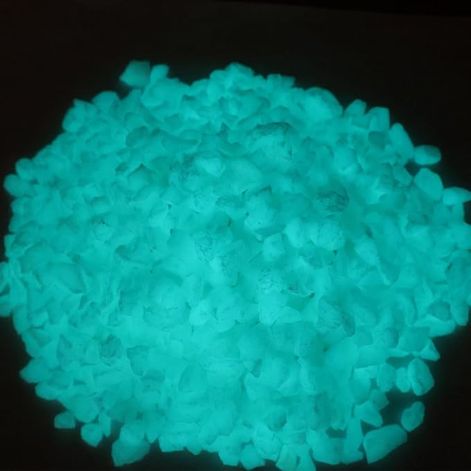 Glow in the Dark Gravel Stones,Aquarium Gravel,Aquarium Sand,Decorative Glow Gravel Rocks for Fairy Garden Fish Tank Succulents Pot Vase Filler Decor, 1 Pound (Blue Green, 5-8mm)