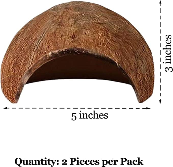 SunGrow Betta Fish Caves, Habitat Made from Coconut Shell, Soft-Textured Smooth Edged Spacious Hideout for Resting and Breeding, 2 Pcs