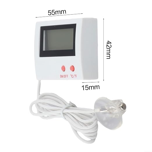 Digital Aquarium Thermometer, Switchable Fahrenheit, Stainless Steel Probe for Fish Tank Water Temp Gauge Monitoring(Stainless steel)