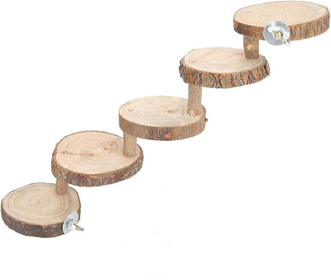 Tiiyee Wooden Hamster Ladder, Bird Parrot Ladder Perch Wood Climbing Bridge Parakeet Cage Toy Ramps Exercise Stands Activity Platform Playground Accessories for Small Animals Gerbil Mice Mouse Rat