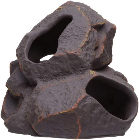Aquarium Ceramic Decorations Cave Betta Stone Decor - Aquarium Fish Tank Hideway Decor for breeding Cichlids Plecos Betta Toys Hideout (Magma Rock)