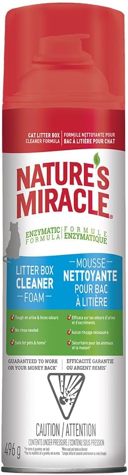 Nature’s Miracle Litter Box Cleaner Foam, Enzymatic Formula, 17.5 oz, Pack of 4