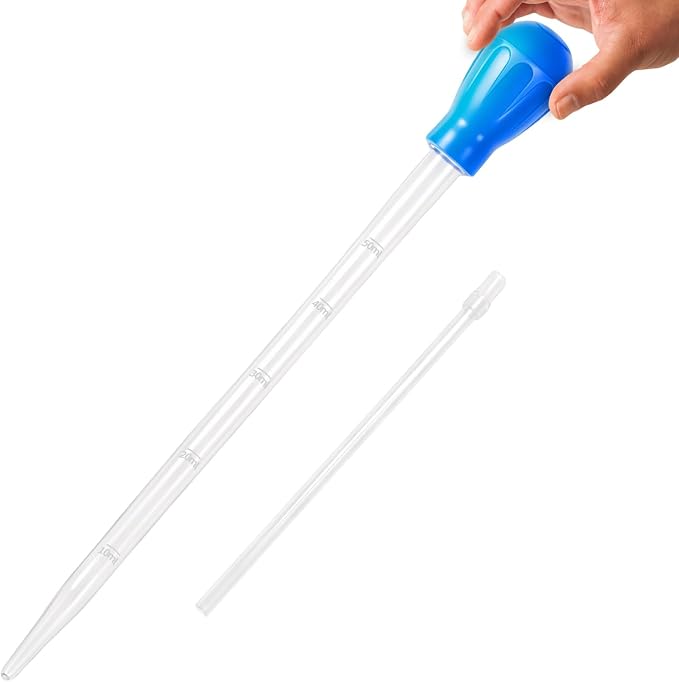 27.7in Extra Large Turkey Baster Long Pipette for Aquarium, Blue | 50ml Plastic Turkey Baster for Aquarium Vacuum, Siphon for Fish Tank Water Changer, Easy to Clean, Versatile