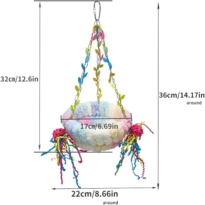 Bird Nest for Cage Bird Breeding Bed Cockatiel Snuggle Nest Parakeet Swing Bed Bird Hanging Hammock Parrot Sleeping Hut for Conure, Budgie, Lovebird, Finch, Small Pets-Pink, Large Size