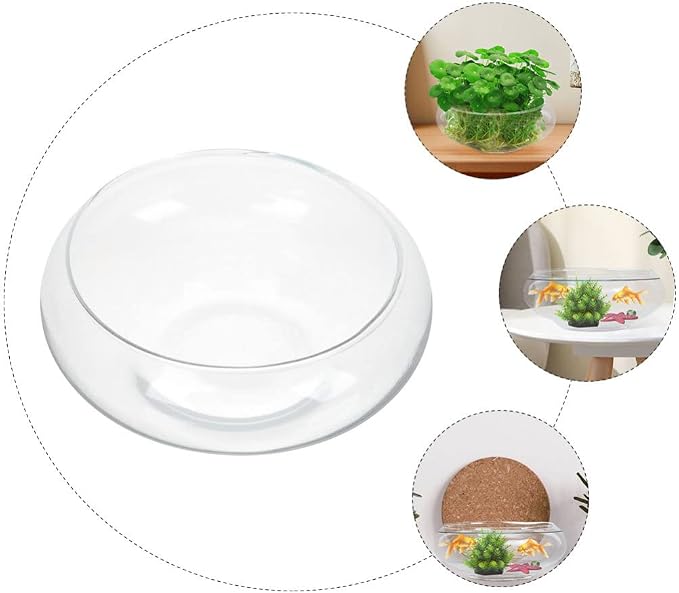 GANAZONO Glass Fish Bowl 9.84X9.84X3.93In Clear Desktop Aquarium Tank Hydroponic Plant Pot for Home Office Garden Wedding Decoration