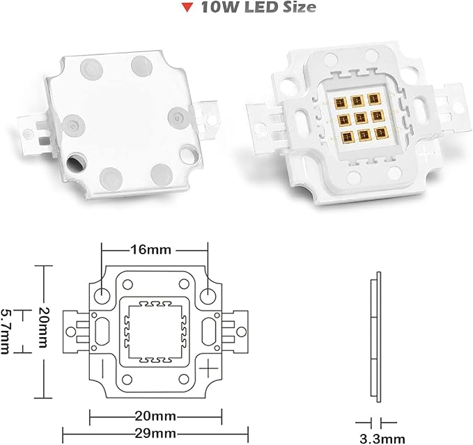 CHANZON High Power Led Chip 10W Infrared IR 850nm | (900mA / DC 5V - 6V / 10 Watt) SMD COB Light Emitter Diode Components Night Vision Bulb Lamp Beads for DIY Lighting