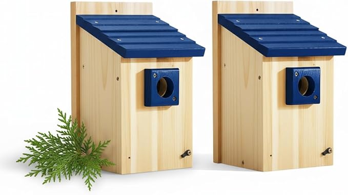 2pk XXXLL Bluebird Houses for Outside,Heavy Duty Western Red Cedar Audubon Bird House for Outdoor,Wall Pole Mountable,1.5” Metal Guard Hole 13/16" Thick, Assembling Need, 2026 Updated Version(A)