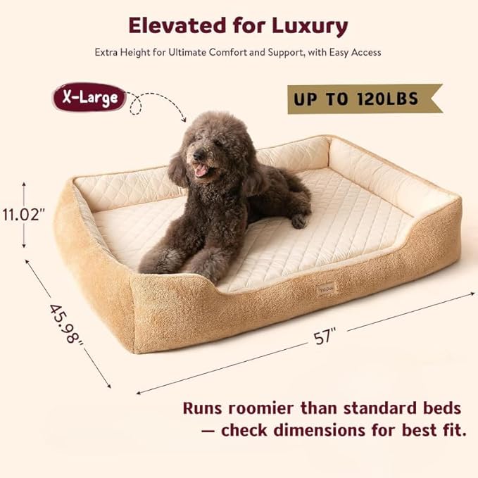 Cooling Orthopedic Dog Bed for Extra Large Dogs - Memory Foam for Joint Pain & Arthritis, XL Pet Bed w/Washable Removable Cover & Waterproof Liner, XXL Dog Sofa w/Raised Bolster & Non-Slip Base