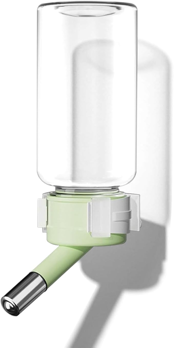 Hamster Water Bottle for Glass Tanks & Wire Cages - Dual Ball-Bearing & Dual Silicone Gaskets Leakproof Design (2 Stainless Steel Balls) 4.06oz - Fits Hamsters/Mice Under 250g