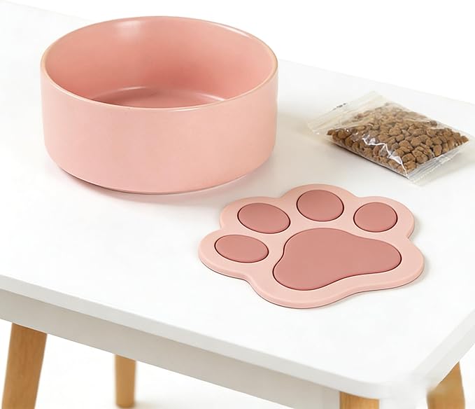13.5 oz Ceramic Pet Bowl, Non-Slip Anti-Skid Base, Easy Clean Food & Water Feeder for Cats and Small Dogs – Pink