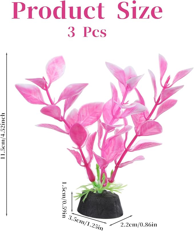 3 Pcs Small Aquarium Plants for Betta Fish Tank, 4 Inch Aquatic Water Grass Decoration Pink Betta Hammock Plant Small Fish Tank Decor Aquarium Plants Decorations