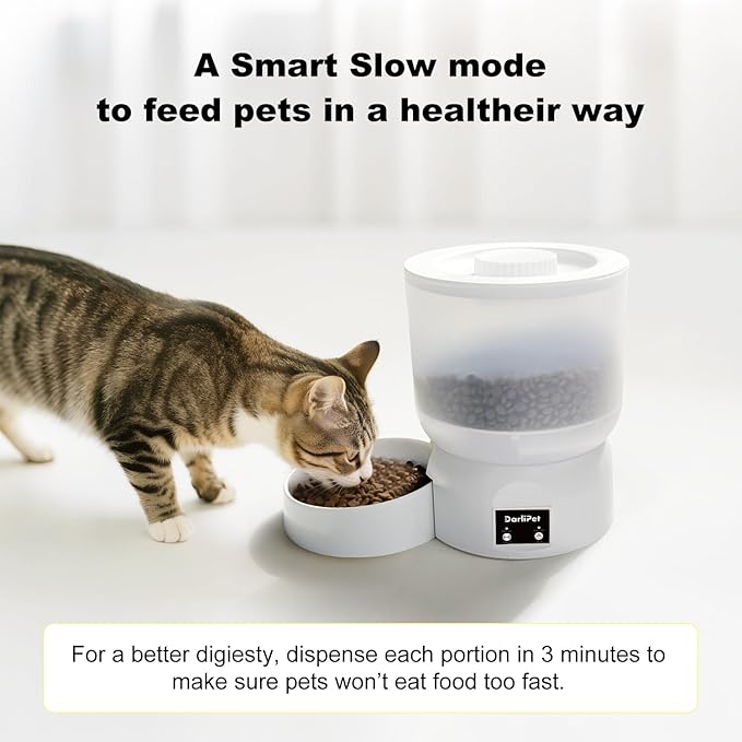 Automatic Cat Feeder with 270-Day Battery Life, Rechargeable Auto Cat Feeder with Slow Feed Mode & Very Quiet Dispensing, 2.5L App Controlled Small cat Food Dispenser for Cats & Small Dogs