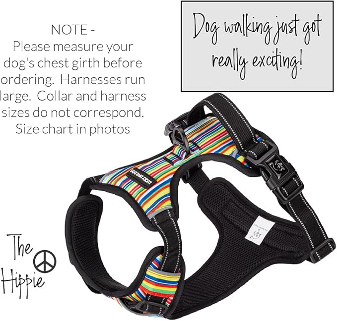 Lucky Love Dog Harness, Easy to Walk, No Pull Dog Harness, Adjustable Custom Fit (Hippie, Small)