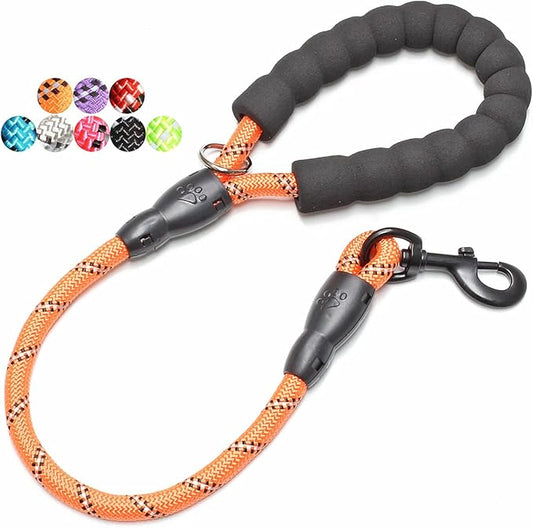 BAAPET 2/4/5/6 FT Dog Leash with Comfortable Padded Handle and Highly Reflective Threads for Small Medium and Large Dogs (2FT-1/2'', Orange)