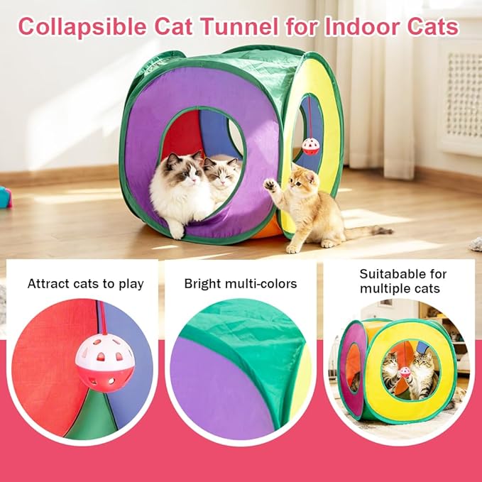 Retro Shaw Cat Toys Pack 33Pcs, Interactive Kitten Toys for Indoor Kittens Cats, Collapsible Kitty Play Tunnel Tent Feather Wand Balls Bell Springs Mouse Kitty Toys for All Breeds 15.7 Inches