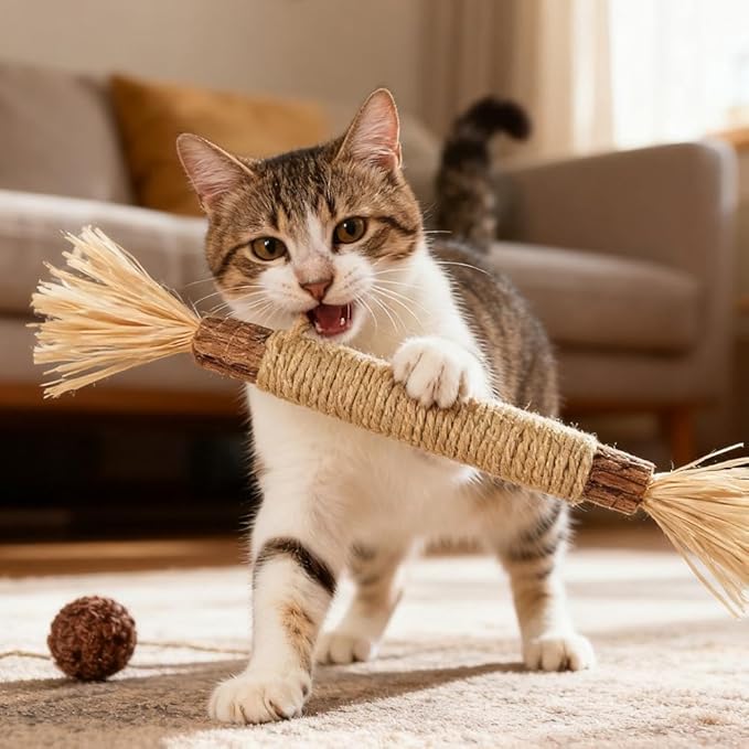10Pcs Silvervine Sticks for Cats,Cat Chew Stick Toys,Natural Silvervine Sticks Interactive Toy for Cat Teeth Cleaning and Dental Care
