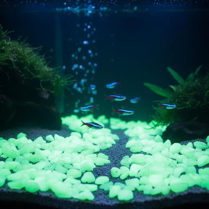 Shiny Stone Glow in Dark Aquarium Gravel Sand, Yellow Green, 8-15mm | Neon, 305g/0.67lbs, For Fish Tank and Fairy Garden, Decorative Rocks, Home Decor