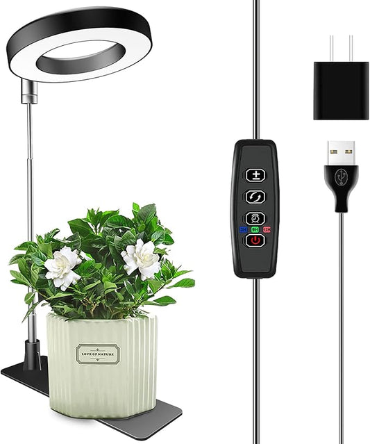 Aokrean Plant Grow Light, 48LEDs Full Spectrum Grow Lights for Indoor Plants, Height Adjustable Grow Lamp with Base, 3 Optional Spectrums, 3/9/12Hrs, 10 Brightness, Ideal for Small Plants, 1 Pack