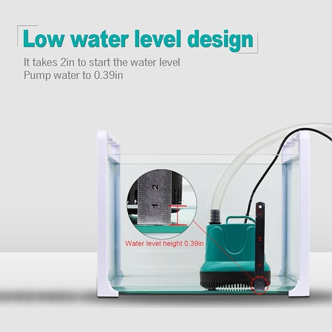 Upettools Submersible Water Pump, Ultra Silence Circulation Multifunctional Water Pump with Handle for Pond, Aquarium, Hydroponics, Fish Tank Fountain with 4.6ft (1.4M) Power Cord(66GPH,5W) Green