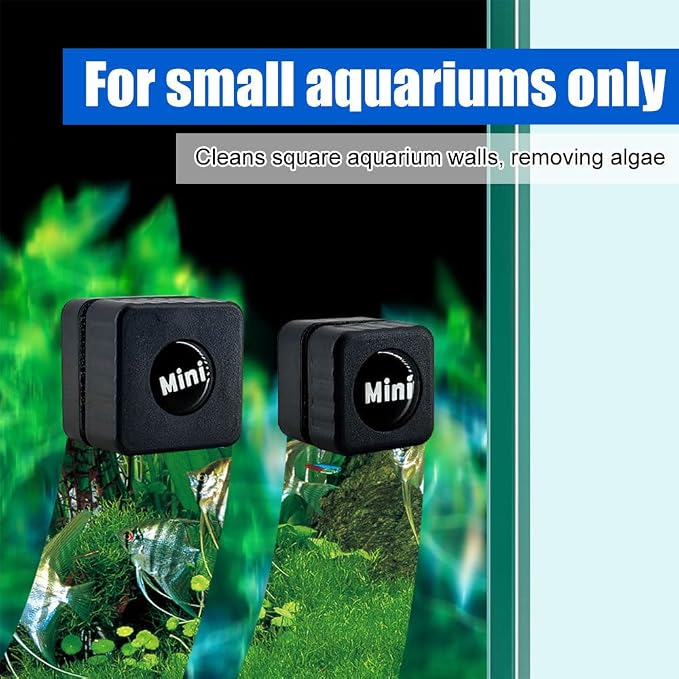 MiOYOOW Aquarium Magnetic Cleaner, Mini Double-Sided Algae Scrapers Fish Tank Cleaning Brush for Glass Thickness≤0.24''/0.39''（S/L）