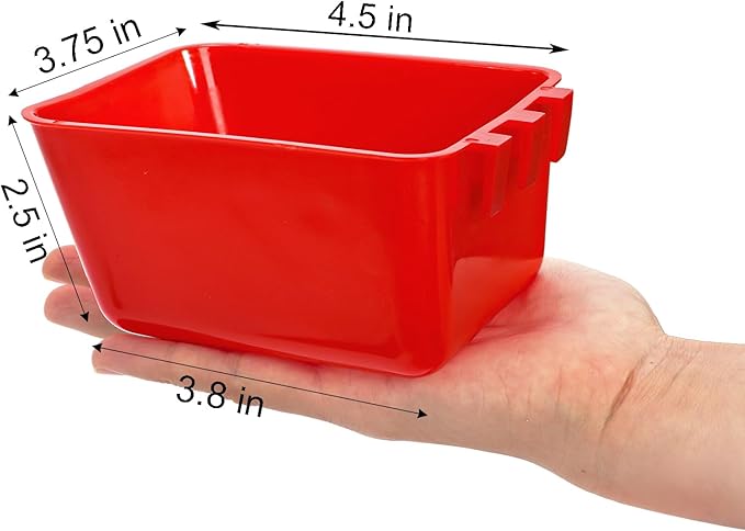 Okllen 30 Pcs Chicken Water Feeder Cups, 16 oz Plastic Hanging Bird Cage Cups for Parrot, Parakeet, Rooster, Pigeon, Bunny, Poultry Coop Gamefowl Supplies, Red